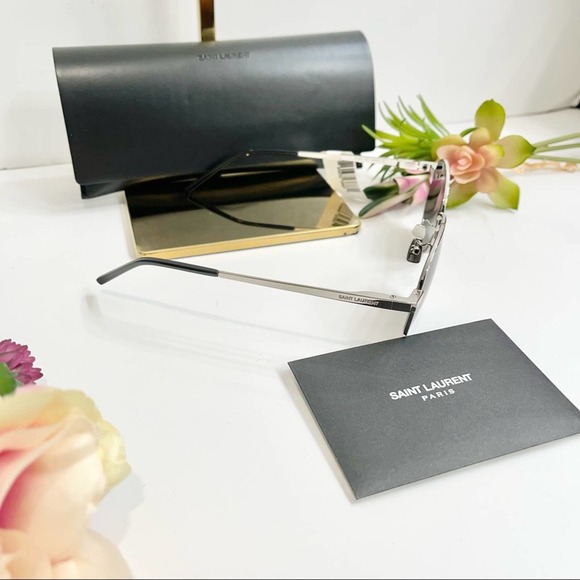 NEW Saint Laurent YSL Unisex Silver SL 533 Sunglasses in Black main image 9